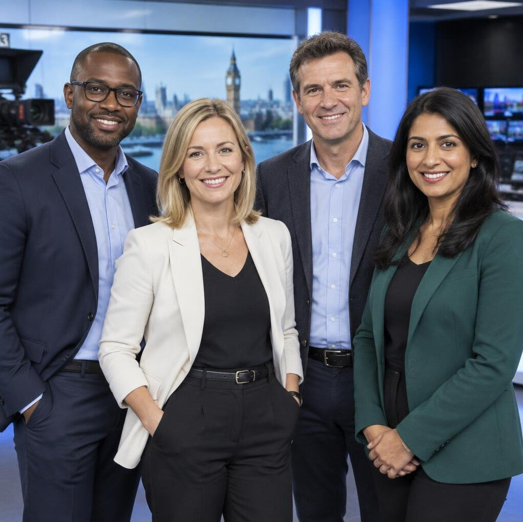 Diverse group of broadcast trainers and instructors standing together